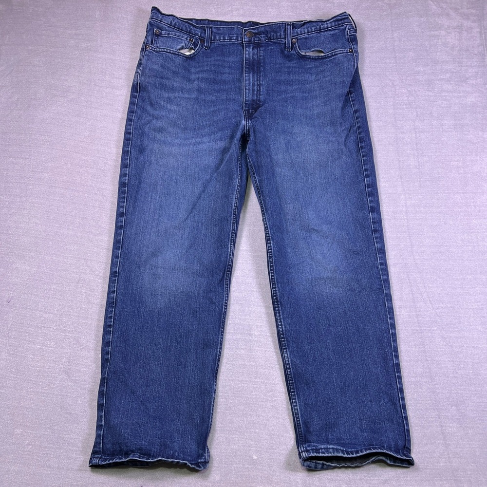 Levis 550 Relaxed Fit Mid Rise Denim Jeans Mens 42x30 Blue Cotton Blend